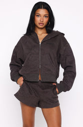 Hiding Away Boxy Zip Front Hoodie Dark Camo